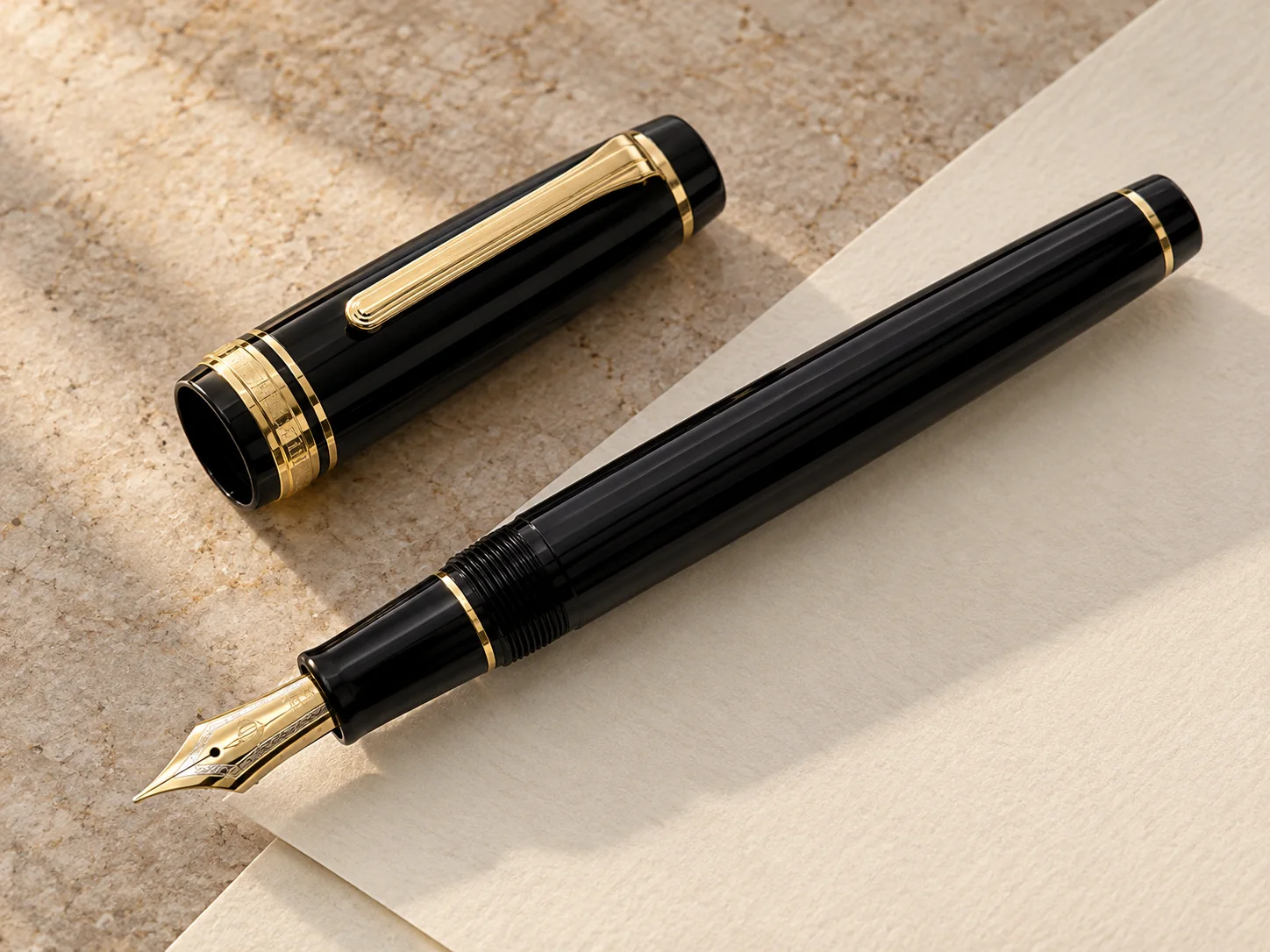 Sailor Professional Gear black and gold fountain pen and cap