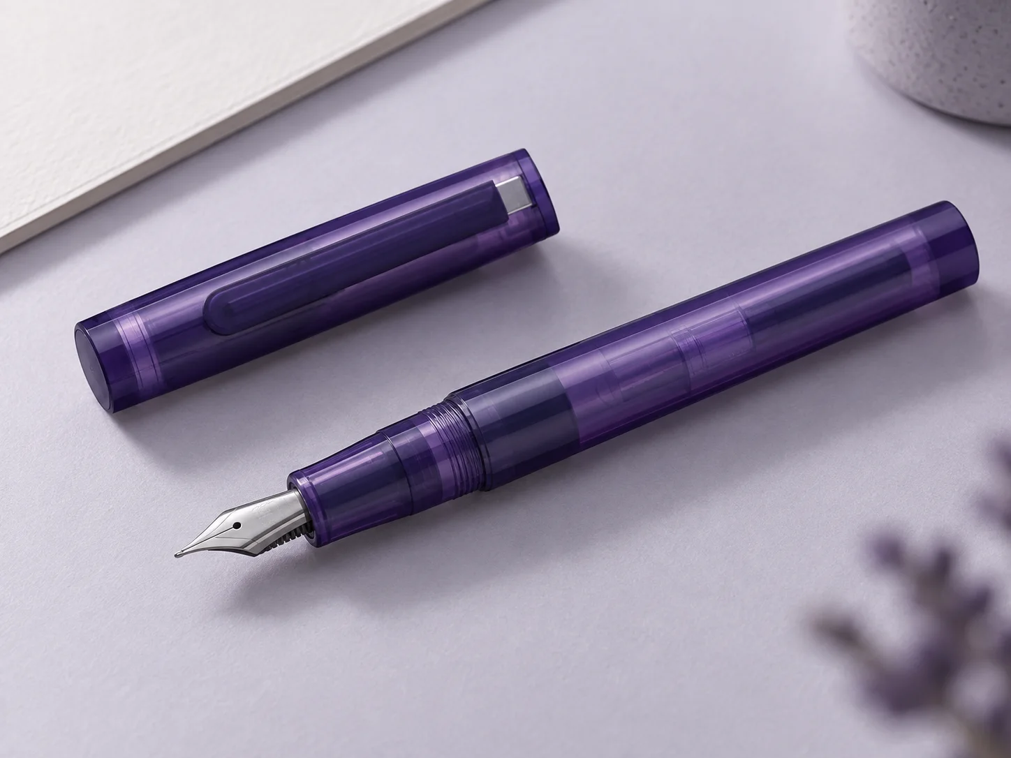 Sailor TUZU Adjust translucent violet fountain pen and cap